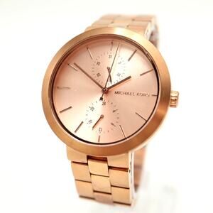 Michael Kors Garner Rose Gold Tone 38mm Date Watch Steel Bracelet w New Battery